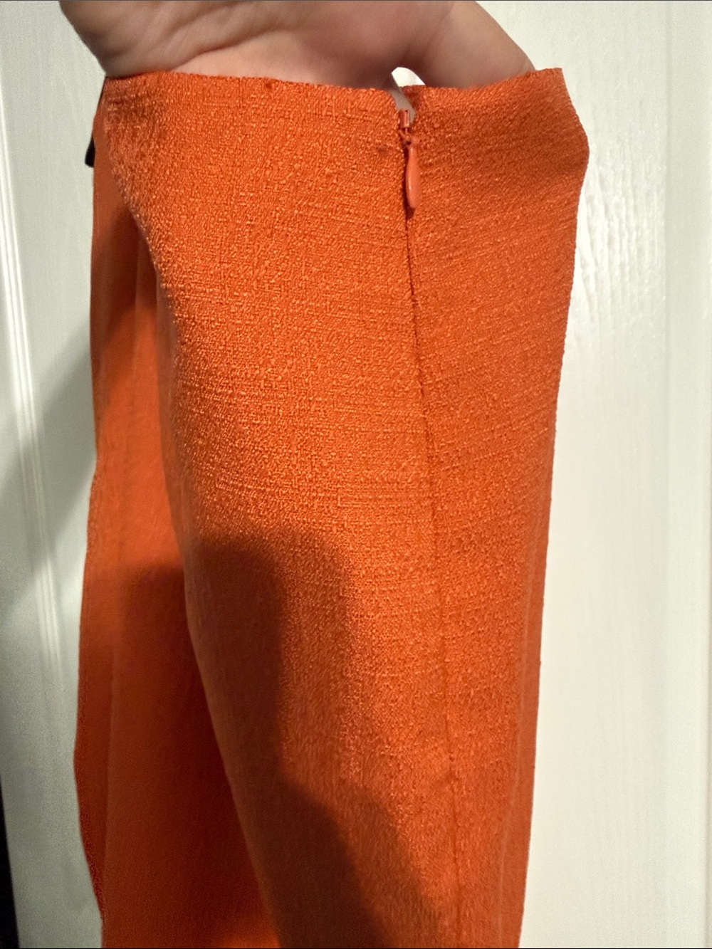 Kasper Orange Open-Front Textured Skirt Suit - Picture 10 of 12